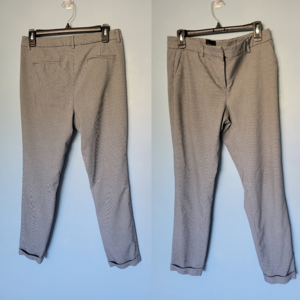 Adrienne Vittadini Womens Houndstooth Pants Size 6 Black White